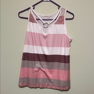 Striped Pink and White Sleeveless Top
